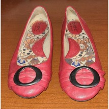 Born Women 8M Shoes Red Leather Slip on Flats Floral Soles Comfort. - $29.88 CAD