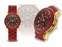 NEW Charles Latour 10001-RED Sidney Womens Red Silicone Band &amp; Rose Gold Watch - £21.61 GBP