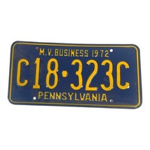 1972 Pennsylvania license plate tag M.V. Business C18-323C Man Cave Barn... - £22.06 GBP