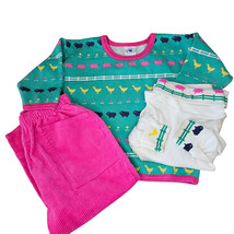 90s Girls 2T Outfit Corduroy Pink Farm Animals Sweater Pullover Pants VT... - $38.58