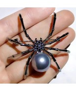 Exaggerated Black or White Spider Creative Brooch Pin - £11.76 GBP