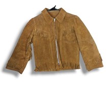Vintage 1940s 1950s Western Brown Leather Jacket Fringe Jacket Boys M 8-... - $39.95