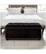 Velvet Upholstered Ottoman Storage Box Bedroom Footstool Blanket Toy Box  - $135.00