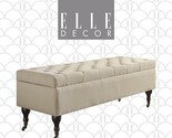 Collette Chic Tufted Upholstered Storage Bench, Fabric Padded Ottoman Fo... - £288.20 GBP
