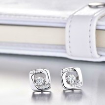 0.20 Ct Round Cut Simulated Diamond 14k White Gold Plated Square Stud Earrings - £43.43 GBP