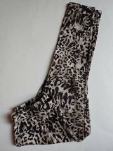 Chicos Cropped Capri Leggings Womens Size 0 Small 4 Beige Brown Animal Print - £17.31 GBP