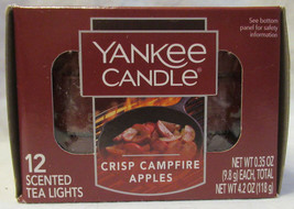 Yankee Candle 12 Scented Tea Light T/L Box Candles Crisp Campfire Apples - £16.89 GBP