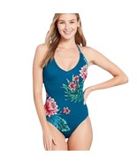 NWOT Kona Sol teal tropical floral cross back one piece swimsuit size small - $19.85 CAD