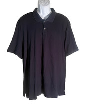 CALVIN KLEIN Men&#39;s Short Sleeve Button Dow Solid Blue Polo Shirt 2XL - $14.89 CAD