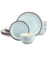 Gibson Home Holcomb 12 Piece Ceramic Dinnerware Set in Light Blue - $80.09
