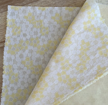 VTG Mid Century Modern MCM Yellow Floral Daisy Polyester Fabric 3 yds 108” x 64” - £61.76 GBP