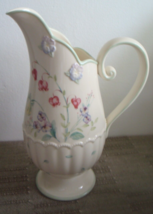 Lenox Spring Bouquet Vintage Porcelain Pitcher 10” Pink Blue Yellow Florals New - £67.39 GBP