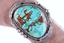 Large Vintage Native American sterling Turquoise cuff bracelet - £860.48 GBP