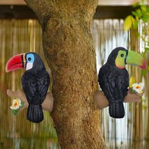 2 Pcs Toucan Statue Outdoor Decor Lifelike Garden Tropical Bird Decorati... - $28.99