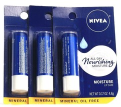 3 Nivea All Day Nourishing Moisture Lip CareShea Butter  Mineral Oil Fre... - £14.15 GBP