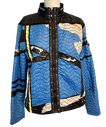 Jamie Sadock Black, Blue, Gray, White Zip Front High Neck Golf Jacket Si... - $23.74