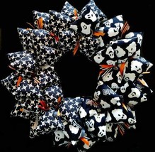 Glow in the Dark Handmade Fall Halloween Wreath with Ghosts and Skulls - £39.96 GBP