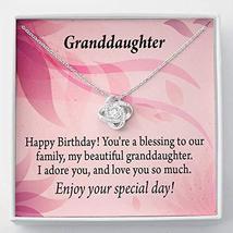 Birthday Granddaughter Love Knot Necklace Stainless Steel w CZ Stone - £42.77 GBP