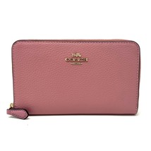 Coach Medium Id Zip Wallet in True Pink Leather C4124 New With Tags - £177.49 GBP