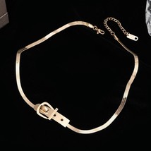 Classic Watch Buckle Shape Titanium Steel Choker Necklace For Woman New Korean F - £12.62 GBP