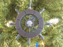[Pack Of 2] Dark Blue Decorative Ship Wheel With Seashell Christmas Tree Orna... - £28.86 GBP