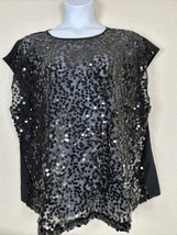 Lane Bryant Womens Plus Size 20 (1X) Sheer Black Sparkle Sequin Top Sleeveless - £14.45 GBP