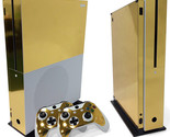 For Xbox One S Gold Glossy Console &amp; 2 Controllers Decal Vinyl Skin Wrap - £11.40 GBP