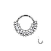 Stainless Steel Septum Ring Clicker with Multi Crystals - £12.66 GBP