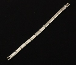 Silver Tone Bracelet with Rhinestone Accents 8 Inches Long Nice Bling! - $12.19