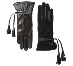 UGG Gloves Ophira Quilted Tassels Black Leather Medium New $145 - £81.31 GBP