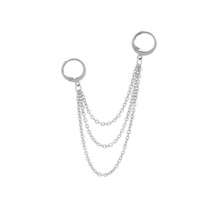Korean Fashion Hip Hop Chain Earrings Titanium Steel Chain Threader Drop Cuff Do - $13.14