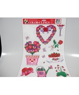 Valentine&#39;s Day Static Cling Window Decorations Heart Teacup Rose Flower... - £3.76 GBP