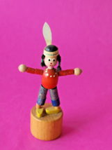 Wooden Push Puppet Toy Native American Vintage Italian - £11.21 GBP
