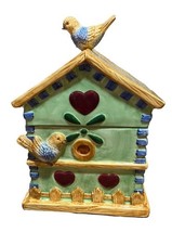 Large Blue Bird Ceramic Bird House Cookie Jar Vintage EUC - $357.58 MXN