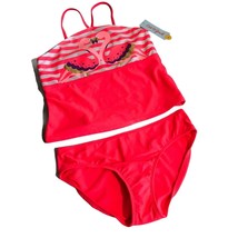 Cat &amp; Jack Pink Flamingo Swimsuit Bikini Girls Large Plus 50+ UPF Swimwear NWT - £11.81 GBP