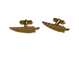 Swank Vintage Cufflinks Texture and Polished Goldtone Leaves 1.2” - £5.44 GBP