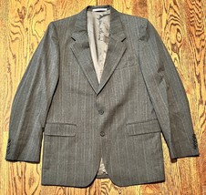 Vtg Yves Saint Laurent Blazer Sport Coat Wool Medium 42 Gray Pinstriped Suit - £86.64 GBP