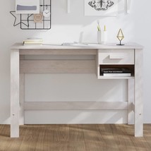 Desk HAMAR White 110x40x75 cm Solid Wood Pine - £58.70 GBP