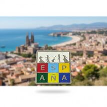 Espana Spain Enameled Metal Square Souvenir Fridge Magnet - $11.87