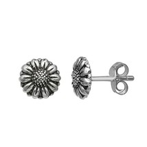 14K White Gold Plated Sterling Silver Sunflower Stud Earrings For Women&#39;s V-Day - £43.13 GBP