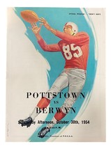 Pottstown Contre Berwyn Haut École Football Programme Octobre 30 1954 - $19.39