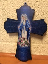 Our Lady of Grace 8&quot; Laser Cross set Thin Wood,  New - £6.20 GBP