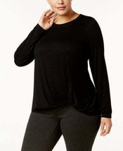 Ideology WomenS Plus Life on the Go Knotted Fitness Pullover Top,  Black, 3X NEW - £18.17 GBP