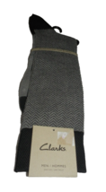 NEW Mens CLARKS Gray Black HERRINGBONE SOCKS Cotton Blend GRAY  10 - 13 - $19.75