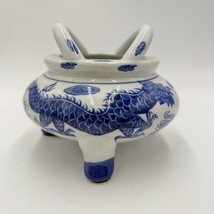 Vtg Quainlong Chinese Incense Burner Bowl Porcelain Marked Dragons Tripo... - $1,247.94 MXN