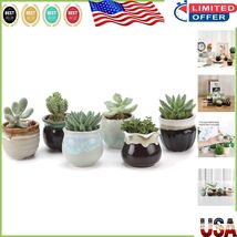 Decorative Succulent Pots Set of 6 - Tiny Glazed Ceramic Planters with D... - $35.86 CAD