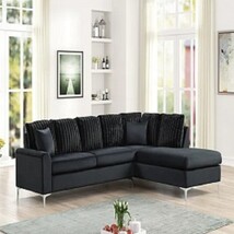  Erith Modern Black Velvet Sectional Sofa - $1,050.00