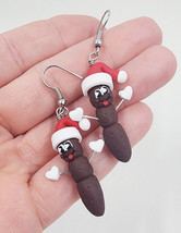 Mr. Poo Santa Hat Earrings | Novelty | Poop | White Elephant Office Gag Gift - £38.58 GBP+