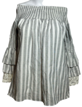 VaVa by Joy Han Cold Shoulder Top Shirt Women&#39;s Size L 12 - 14 White / G... - £15.21 GBP