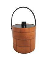 Vintage MCM brown leather patchwork over acrylic ice bucket - £23.44 GBP